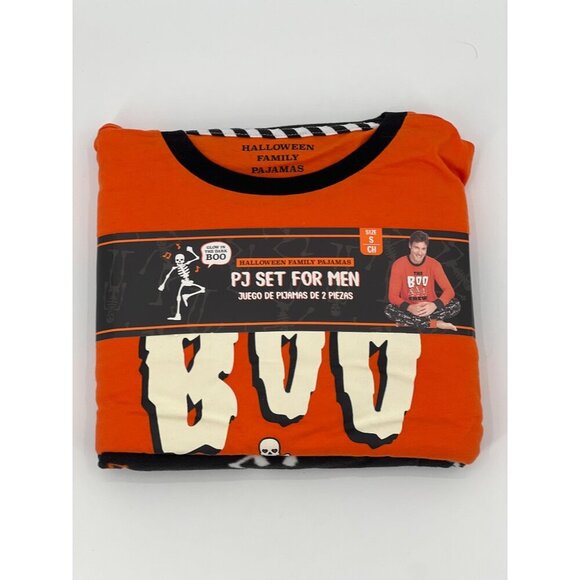 Halloween Family Pajamas Mens S 2pc Set Skeleton Glow in the Dark NWT - Picture 1 of 4